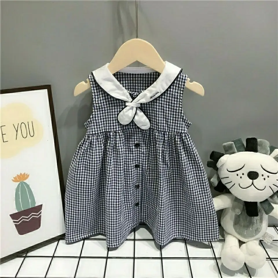 New Summer Children\'s Wear Set Trendy Brother Sister Suit Plaid Boys Cotton Shirt Shorts 2pcs Suit Girl Baby Casual Stripe Dress