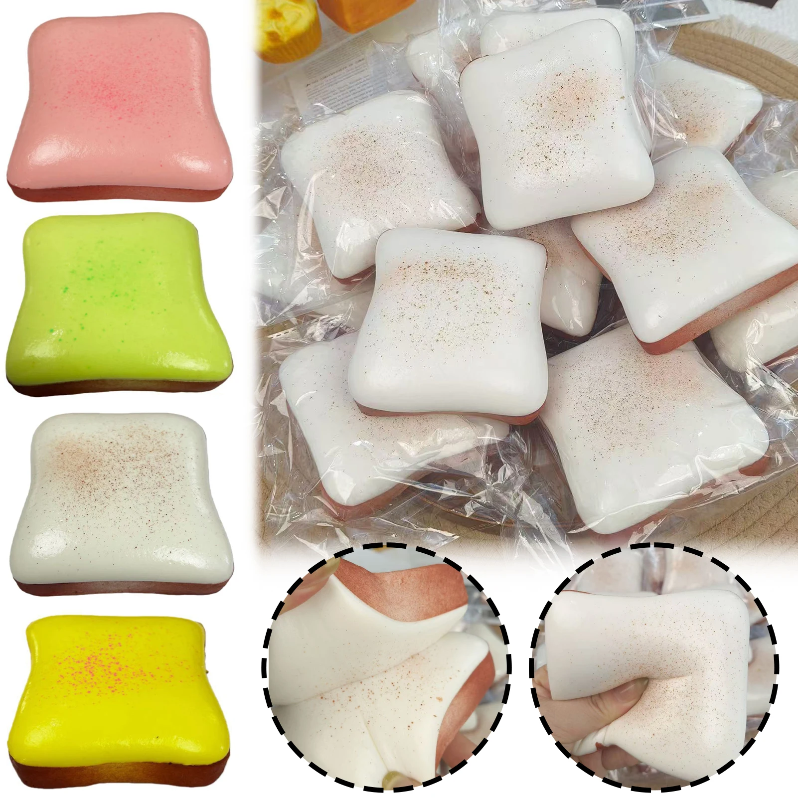 Realistics Bread Squishies Slow-rising Realistics Cream Toasts Visual Design Home Kitchen Aesthetic Decor