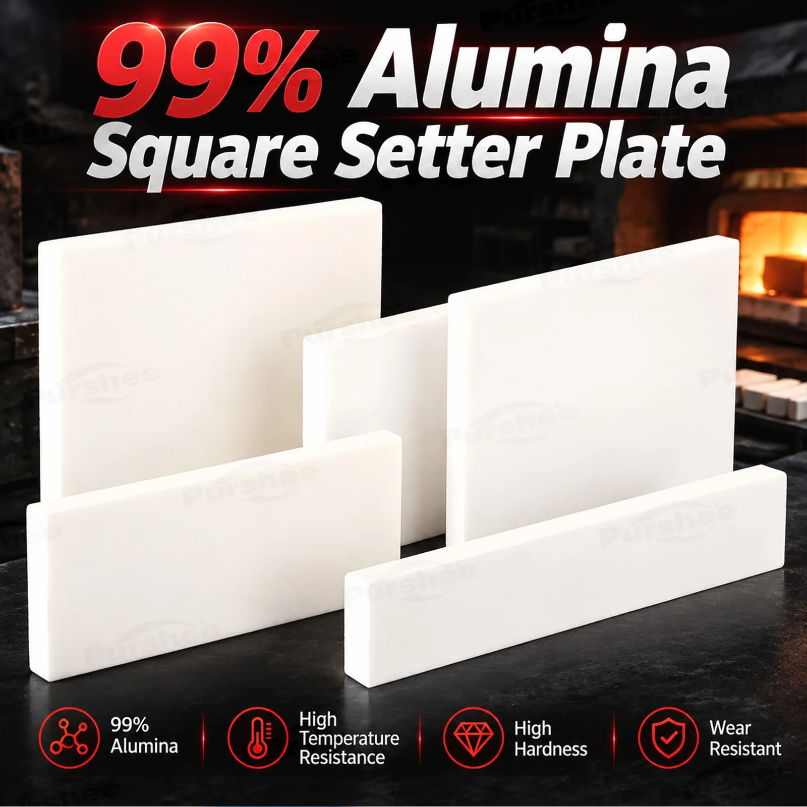 Square Alumina Setter Plate High Flatness Large Flat Sintering Board Corundum Mullite Sintering Plate for Kiln