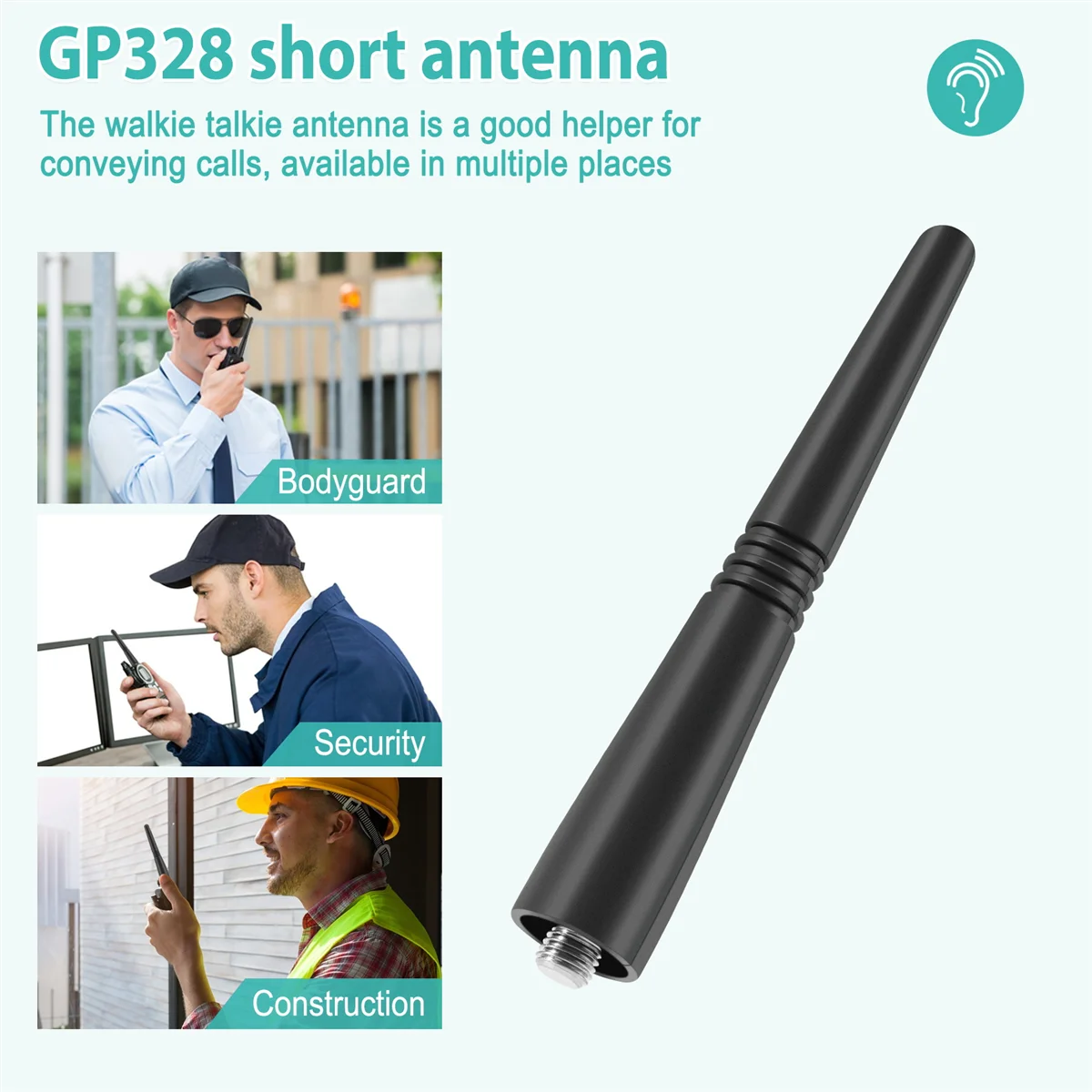 짧은 안테나 길이 PMAE4003 uHF 스터비 안테나, gp328 g340 gp328plus gp338plus gp344 gp380 용 430-470 mhz 범위, 9 cm