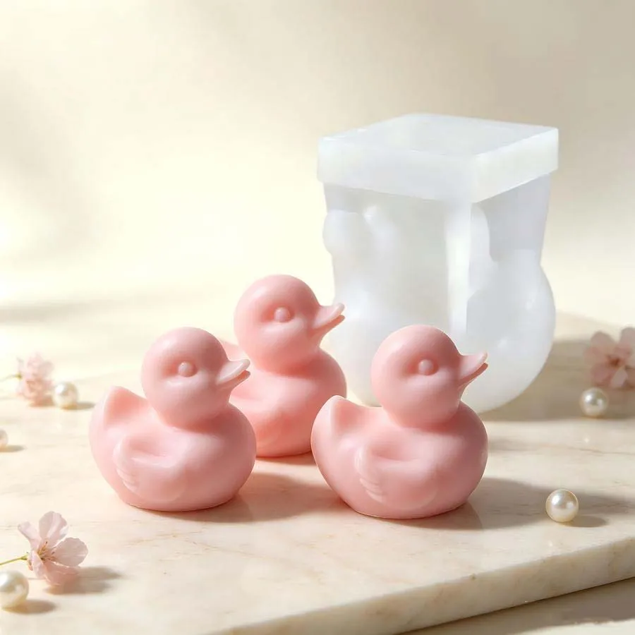 Moule à bougie en silicone 3D en forme de canard mignon, pour bougies d'aromathérapie faites main, savons, artisanat en plâtre et moulage de ciment, cadeaux pour la maison