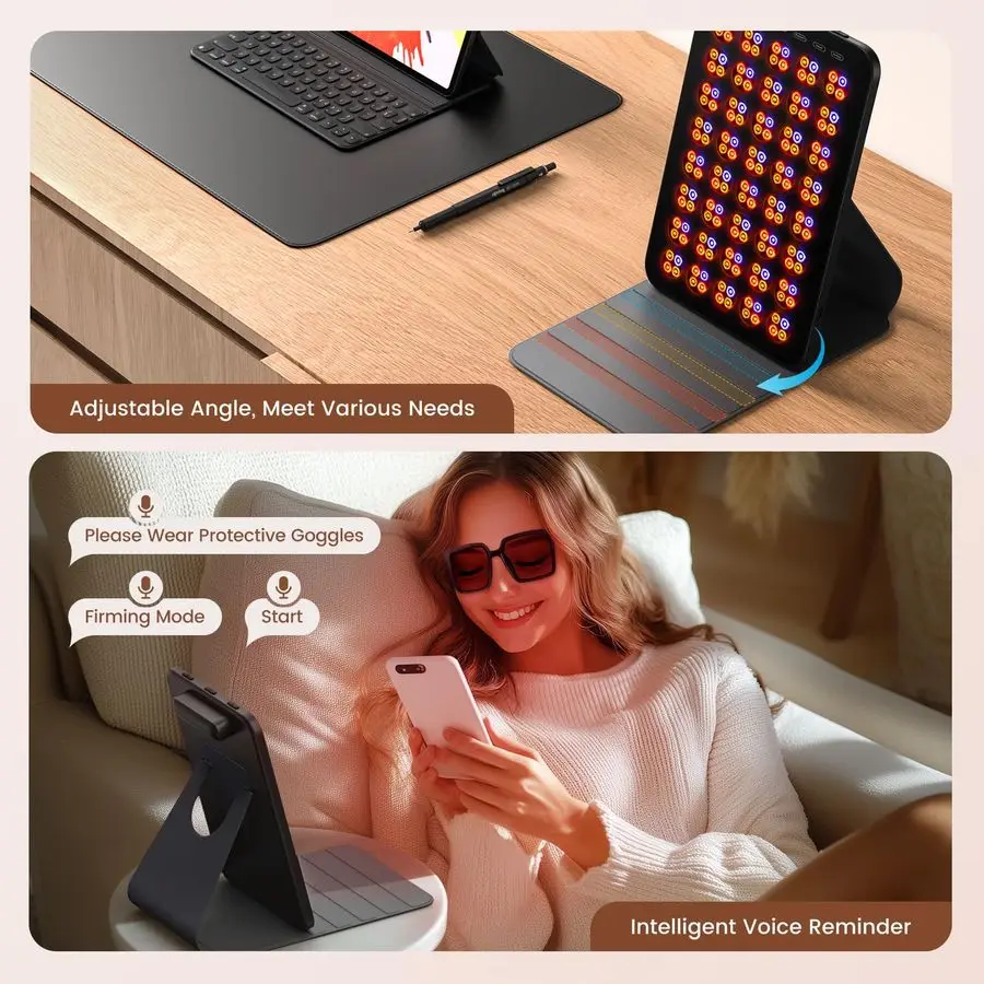 علاج الضوء الأحمر للوجه والجسم، علاج الضوء الأحمر المحمول مع نظارات واقية، علاج الضوء الأحمر بالأشعة تحت الحمراء 850 نانومتر مع 6