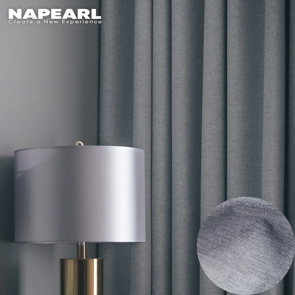 NAPEARL 100% Blackout  Dark Blue Grey Curtains For The Living Room Hotel Project Full Shading Window Curtain Length 250cm