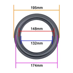 GHXAMP 8 inch 195mm 132mm Horn Rubber Outside Ring Surround Concave Reverse Edge For Wharfedale SEAS Rogers 176A-02 2pcs