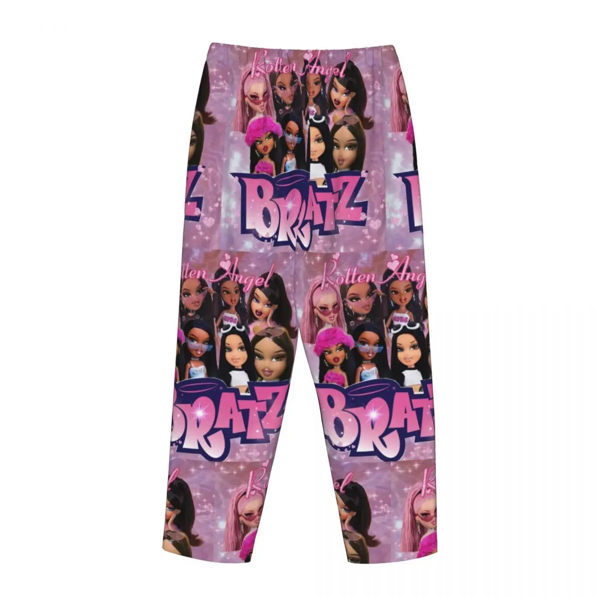 Custom Printed Bratz Rock Angelz Doll Collage Pajama Pants for Women Cartoon Tv Movie Sleep Sleepwear Bottoms with Pockets