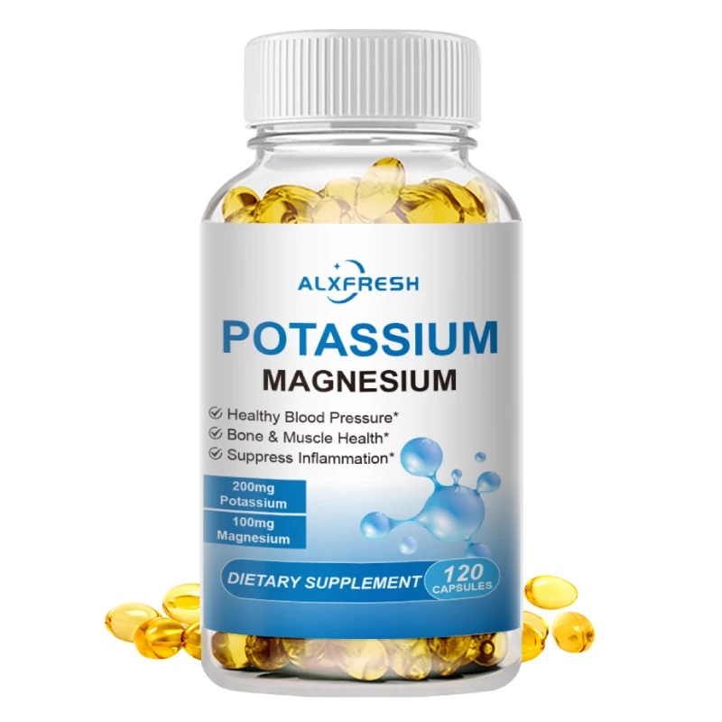 Potassium Magnesium Capsules for Beauty Health Sleep Quality Fast Fitness Bone Muscle Cramps and Cardiovascular Cellular Immune