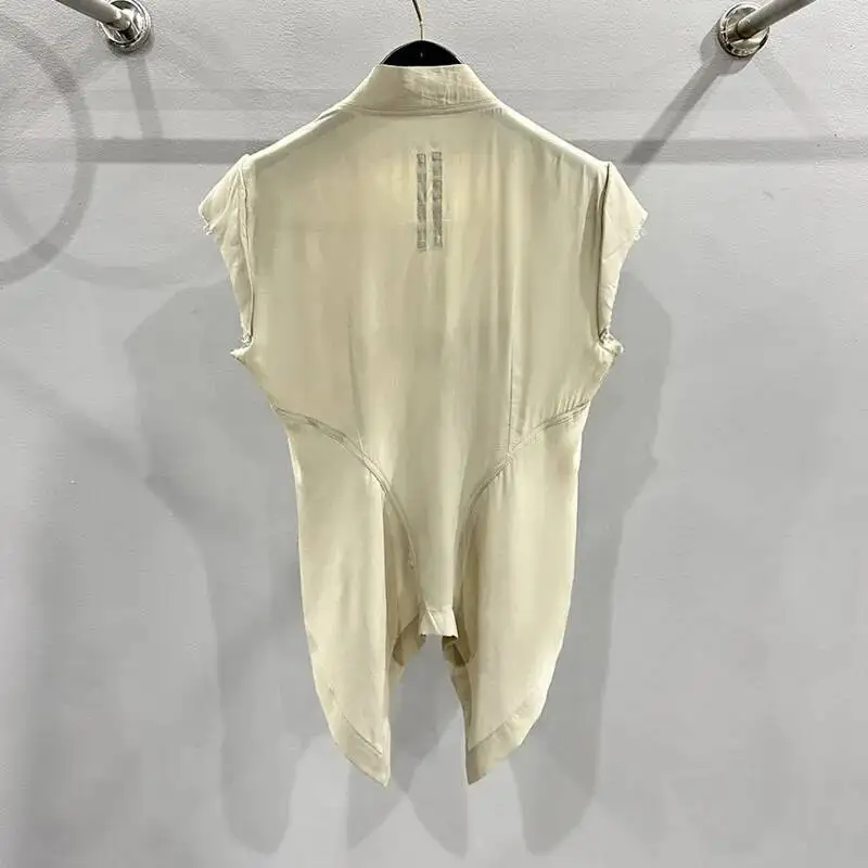 HKSH Women Vest Trendy Thin Fabric Zipper Irregular Hem Versatile Dark Casual Tide Sleeveless Jacket Chic Cotton Tank Top HK1966