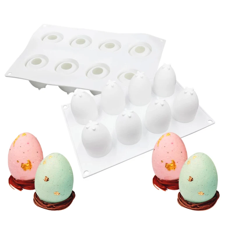 Easter Day Chocolate Mould 5 or 8 Cells 3D Easter Egg Silicone Cake Mold Hand Drawn Easter Egg Kitchen Dessert Baking Tools