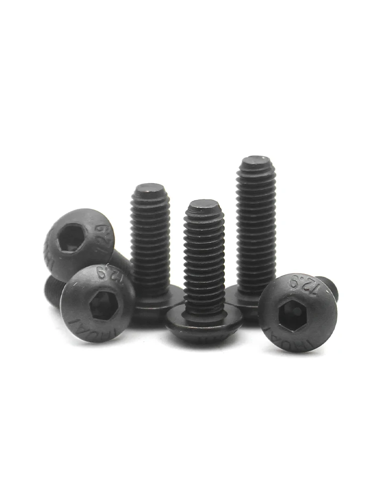 20/50pcs M1.6 M2 M2.5 M3 M3.5 M4 ISO7380 Grade10.9 Acier au carbone Hexagon Hex Socket Vis à tête ronde Fixations Longueur = 3-50mm