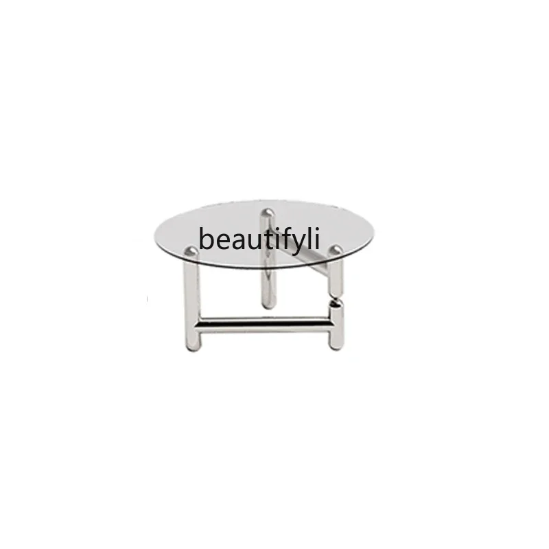 

xz1Customized round Tea Table Stainless Steel Glass Balloon Dog Designer Small Apartment Modern Minimalist Mid-Ancient Table