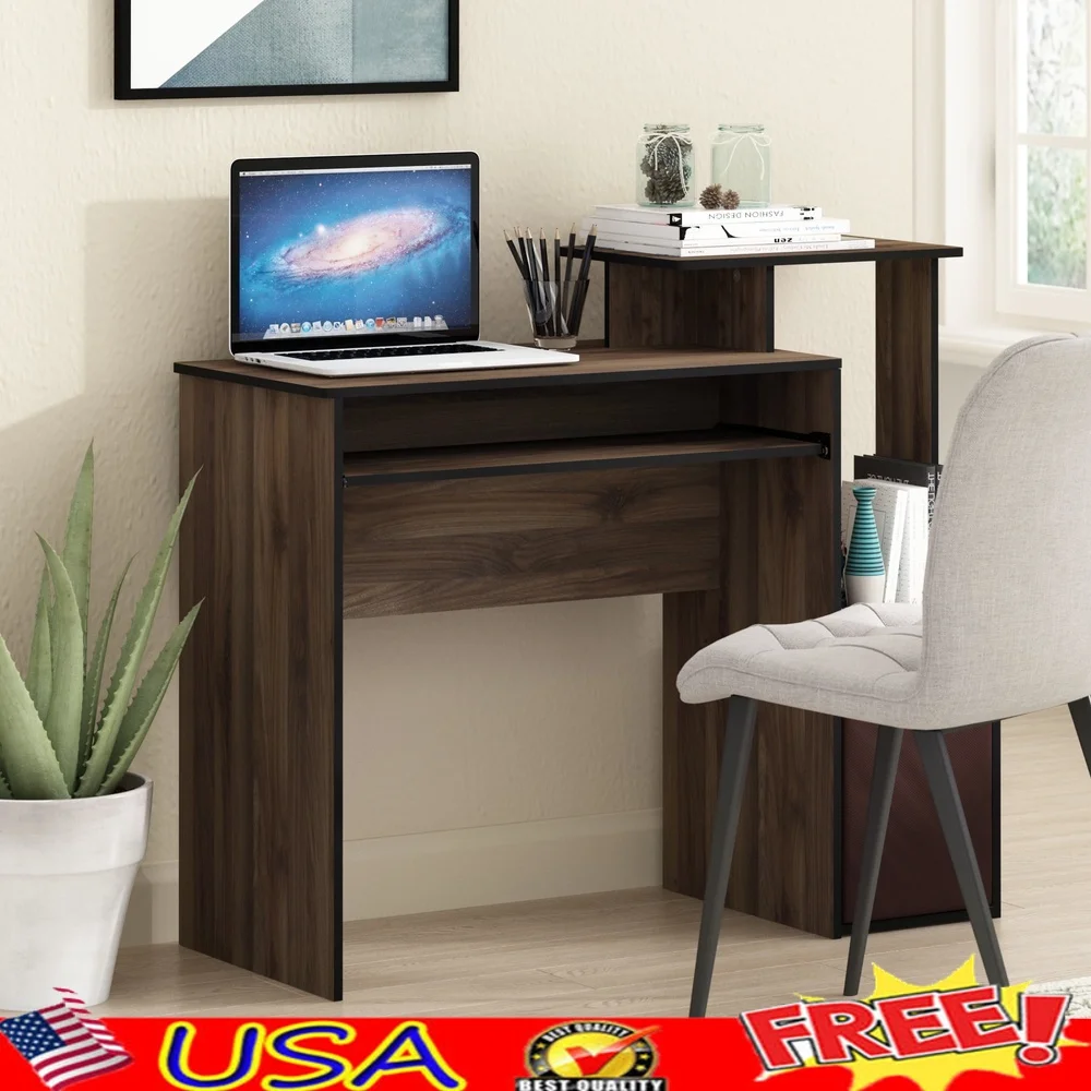 

Compact Home Office Computer Writing Desk with Storage Drawer Keyboard Tray Non-Woven Bin Easy Assembly Small Spaces