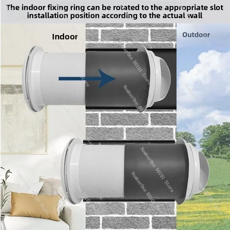 Wall-through integrated exhaust fan, window-type wall-mounted chess and card room fresh air ventilation system