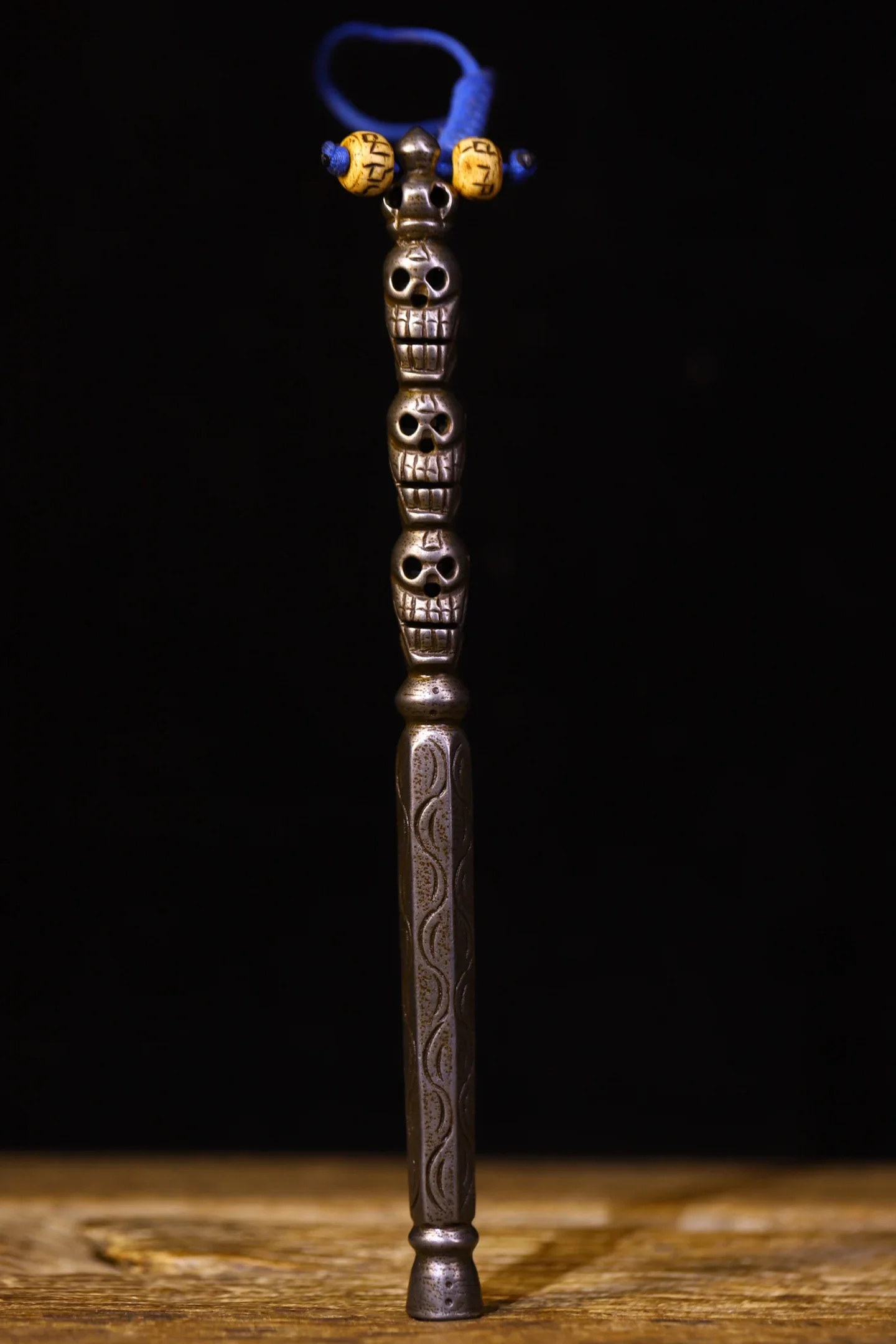 

9-дюймовая коллекция тибетского храма, старая киноварь, голова черепа, Дордже Ваджра Пхурпа, кулон, амулет, Дхарма, городской дом, экзорцизм