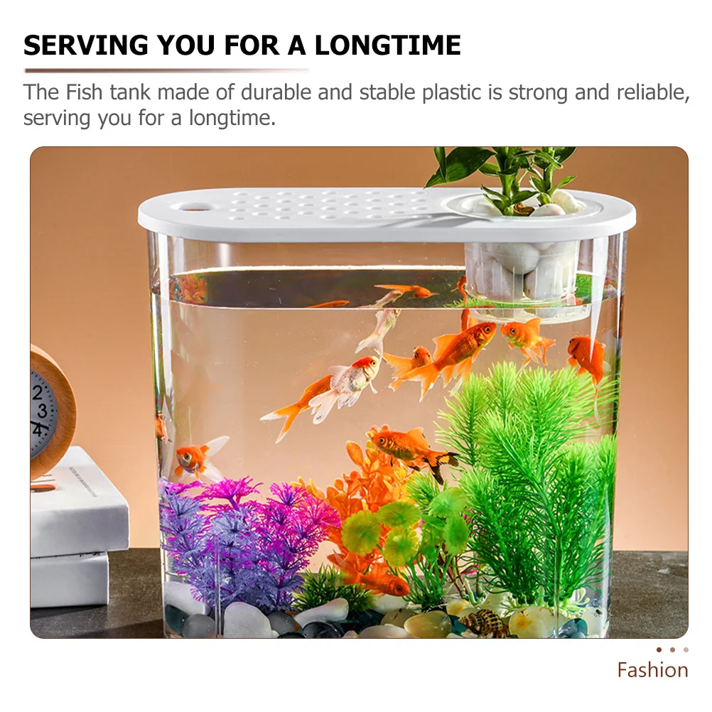 

Desktop Viewing Tank Plastic Small Fish Tank Clear Transparent Aquarium for Home Office Decor Anti-Falling Lightweight