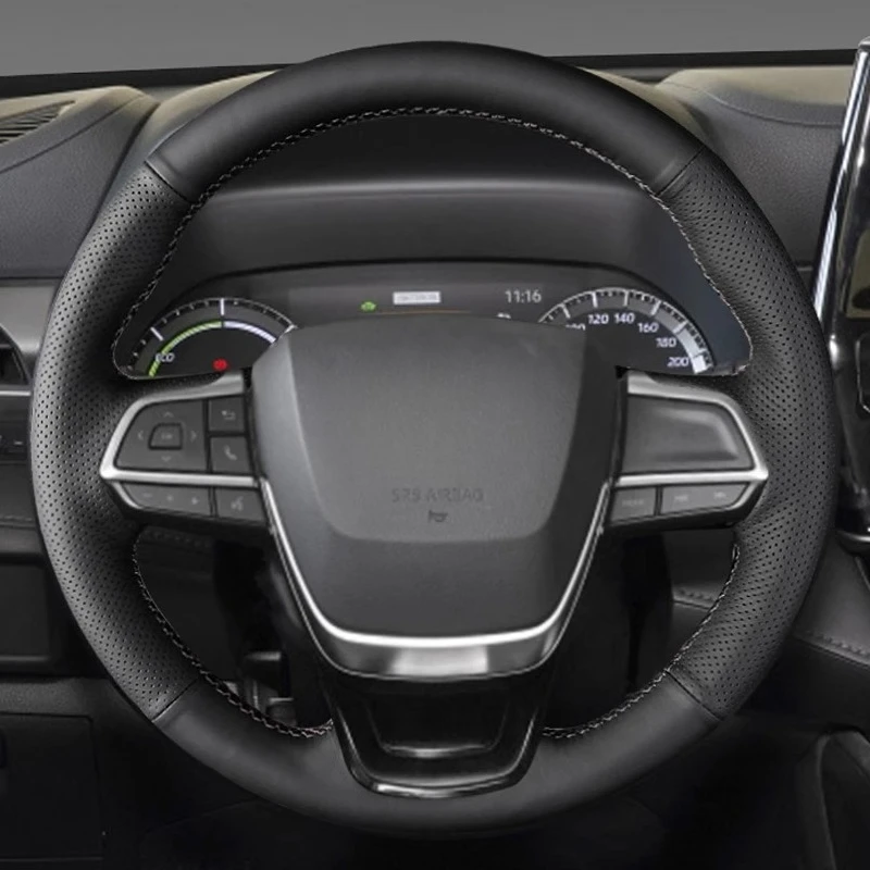 

Сшитый вручную противоскользящий кожаный чехол на руль для Toyota Highlander Crown Kluger Corolla Levin Camry 2022, автомобильные аксессуары