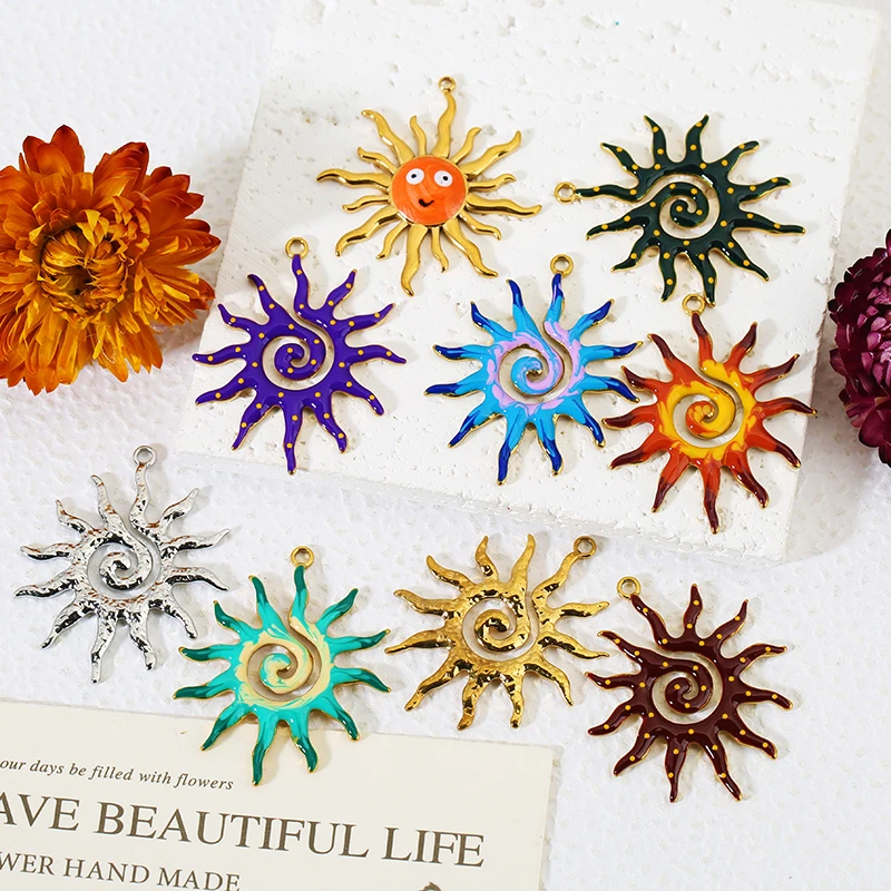 

4pcs Stainless Steel Spiral Sun Charm PVD Gold Plated Pendants for Necklace Earrings Women DIY Sun Charm Jewelry Supplies