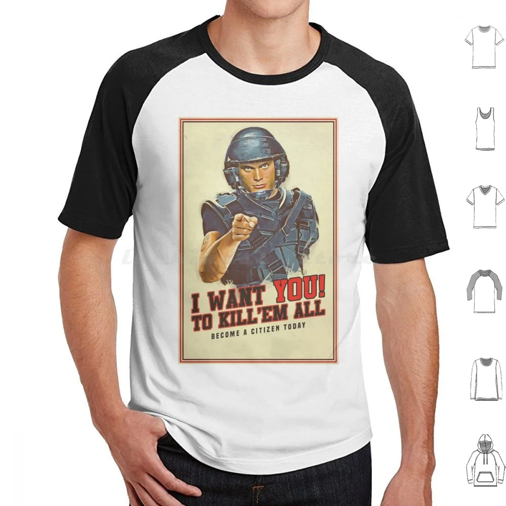 Starship Troopers Recruitment Poster T Shirt Big Size 100% Cotton Starship Troopers Starship Troopers Mobile Infantry Sci Fi