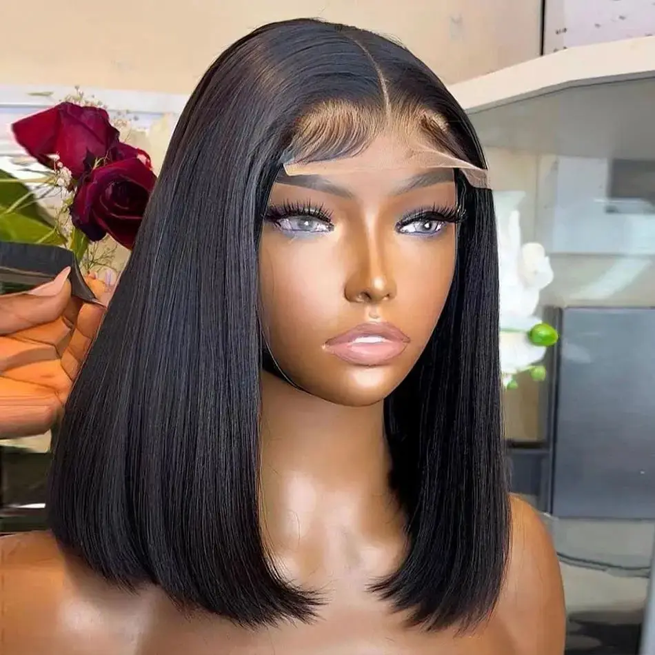 Cheap Double Drawn Virgin Hair Wig Short Glueless Full Hd Lace Wigs Real Vietnamese Bone Straight Human Hair Lace Front Bob Wig