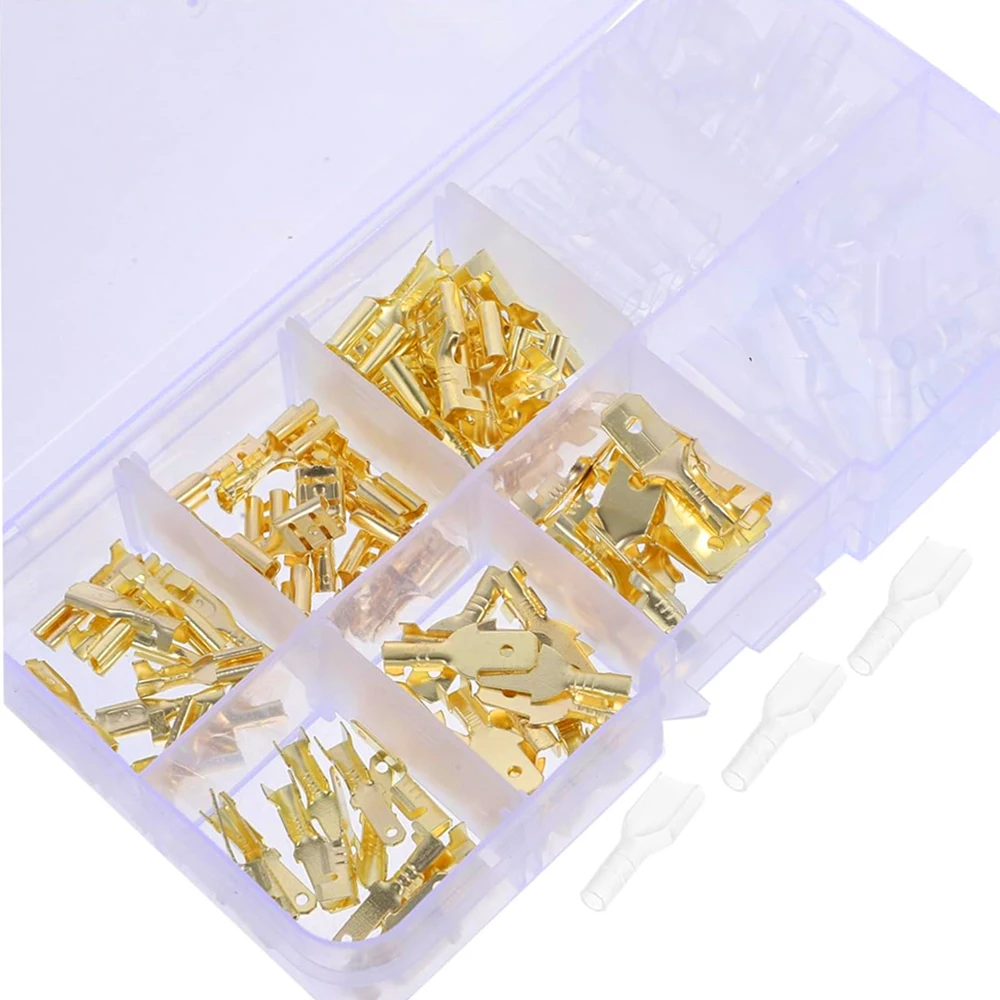 

180pcs 2.8/4.8/6.3mm Male Female Spade Connectors Kit with Insulating Sleeve,Crimp Terminals Electrical Connectors Terminals