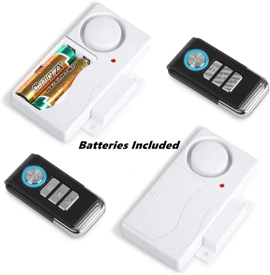 Camluxy Wireless Door Alarm with Remote 105 dB Loud Pool Door Alarm 2 Pack Battery Included for Kids Safety Home Security