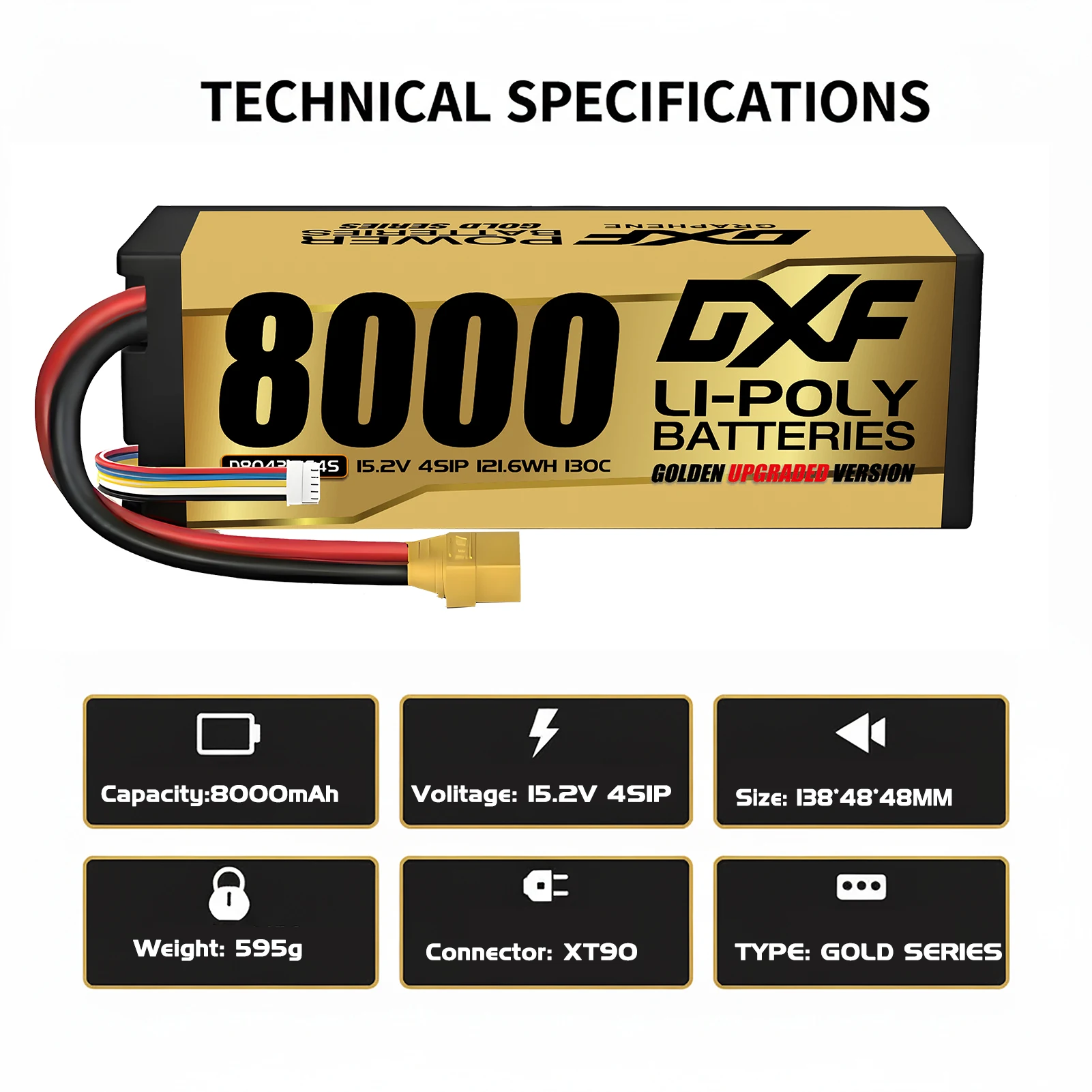 1/2 pz DXF 4S 6S Lipo 14.8V 15.2V 22.2V batteria 8400mAh 8000mAh 9200mAh 10000mAh 7000mAh 6500mAh 6200mAh 5200mAh per RC Car Part