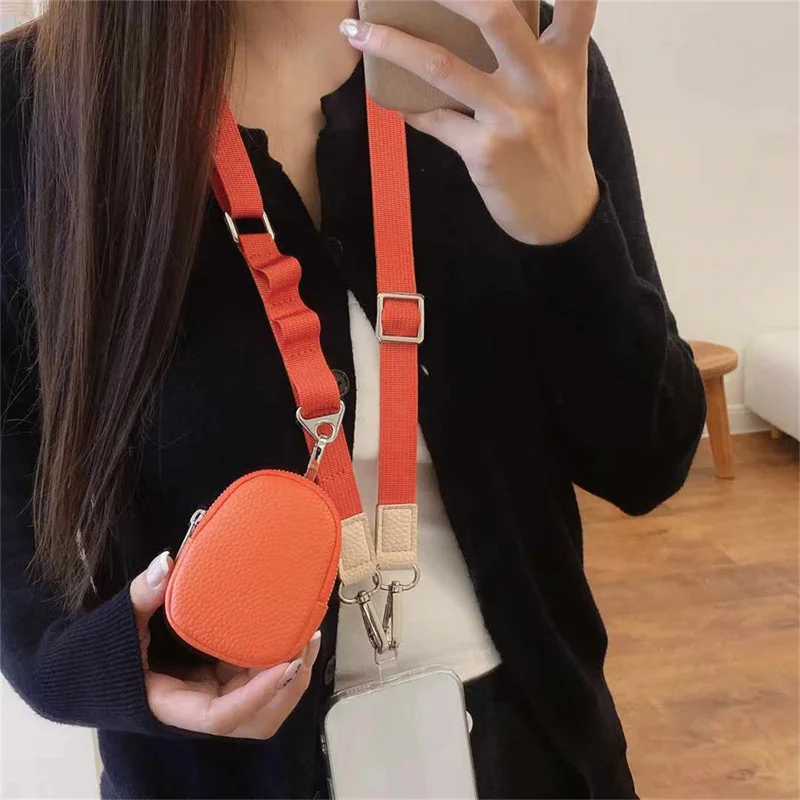 Stylish Mobile Phone Strap Zippered Pocket Anti-drop Phone Case Zippered Lanyard Wallet Adjustable Crossbody Wallet Long Lanyard