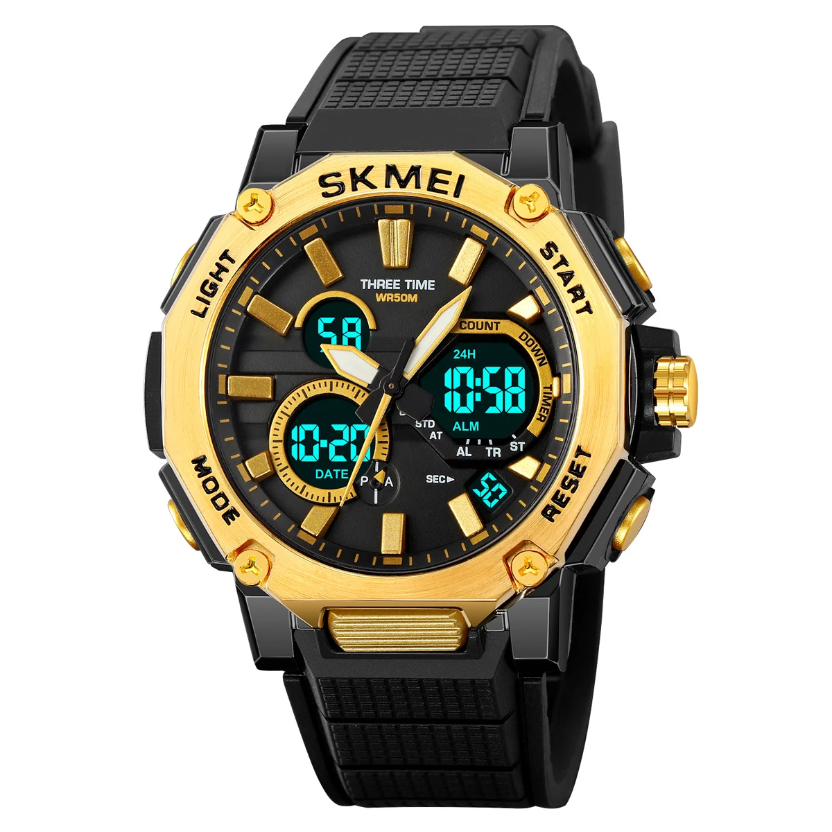 SKMEI Dual Display Sport Watch Mens Chrono Fashion Casual 5Bar Waterproof Digital Wristwatches CountDown Male Alarm Reloj Hombre