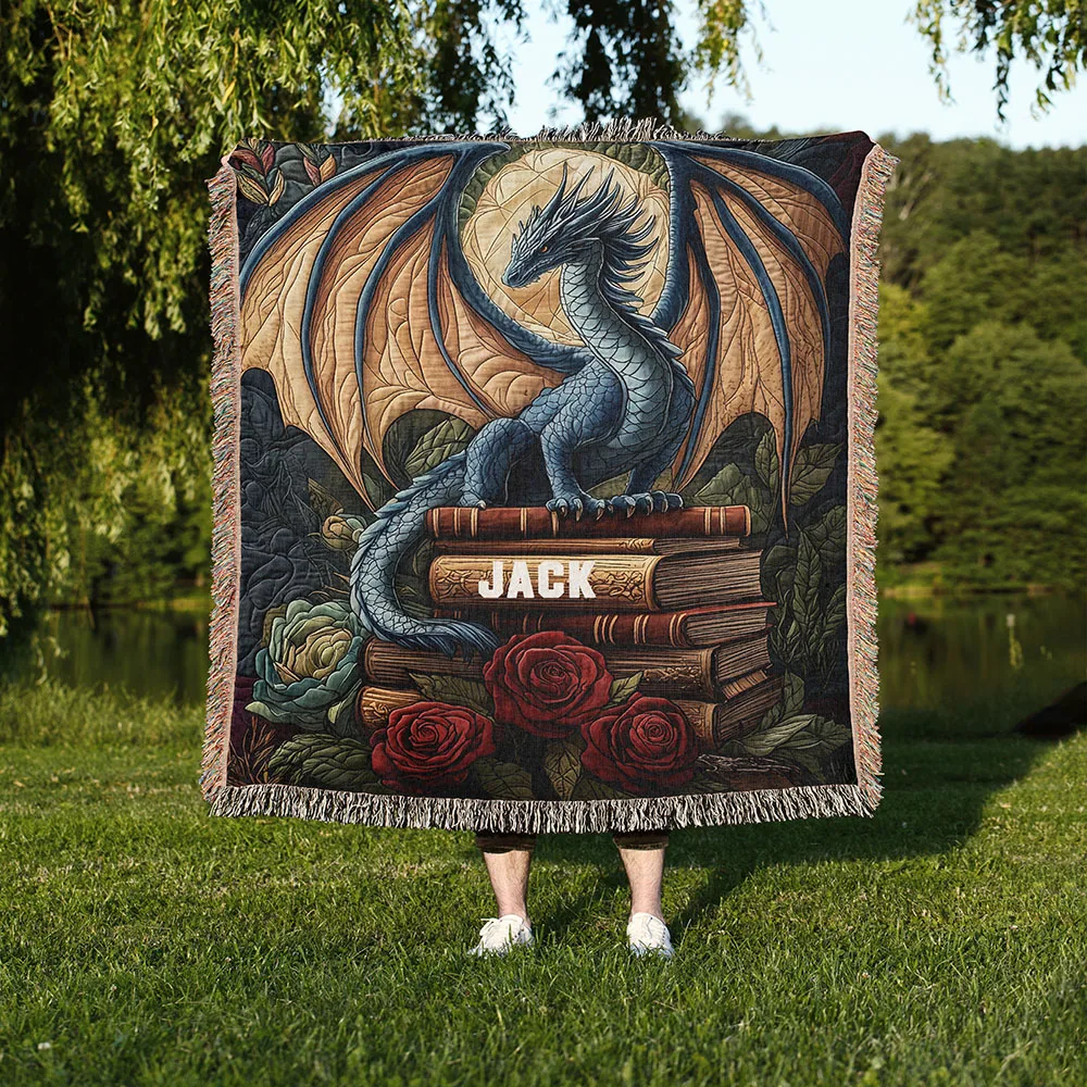 Personalized Dragon Name Cotton Thow Blanket
