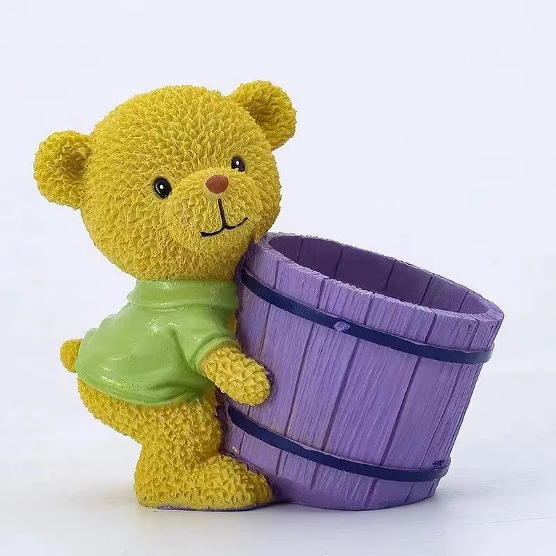 

Cute Bucket Bear Vase Silicone Mold Scented Stone Ornaments Homemade Ashtray Flower Pot Pen Holder Handicraft Gift Homemade