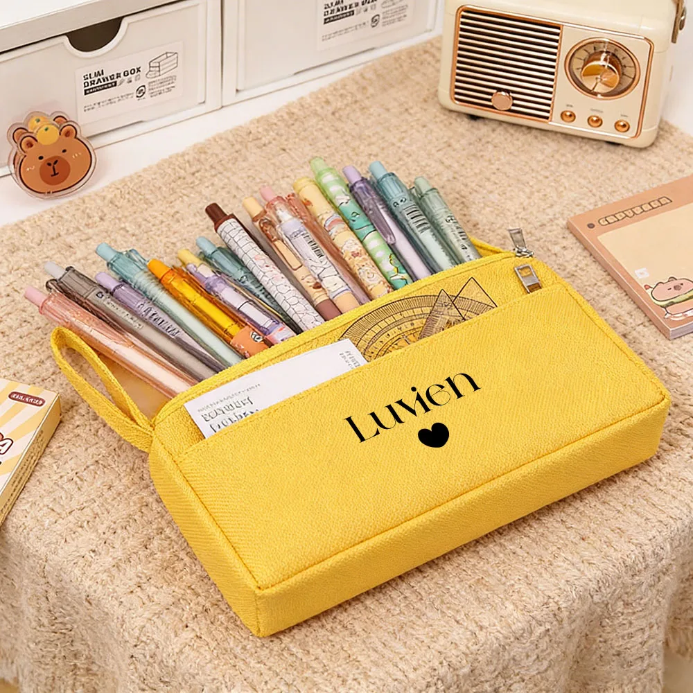 Personalized double-layer pencil bag,large-capacity customized,simple pencil bag for stationery,school supplies,office supplies