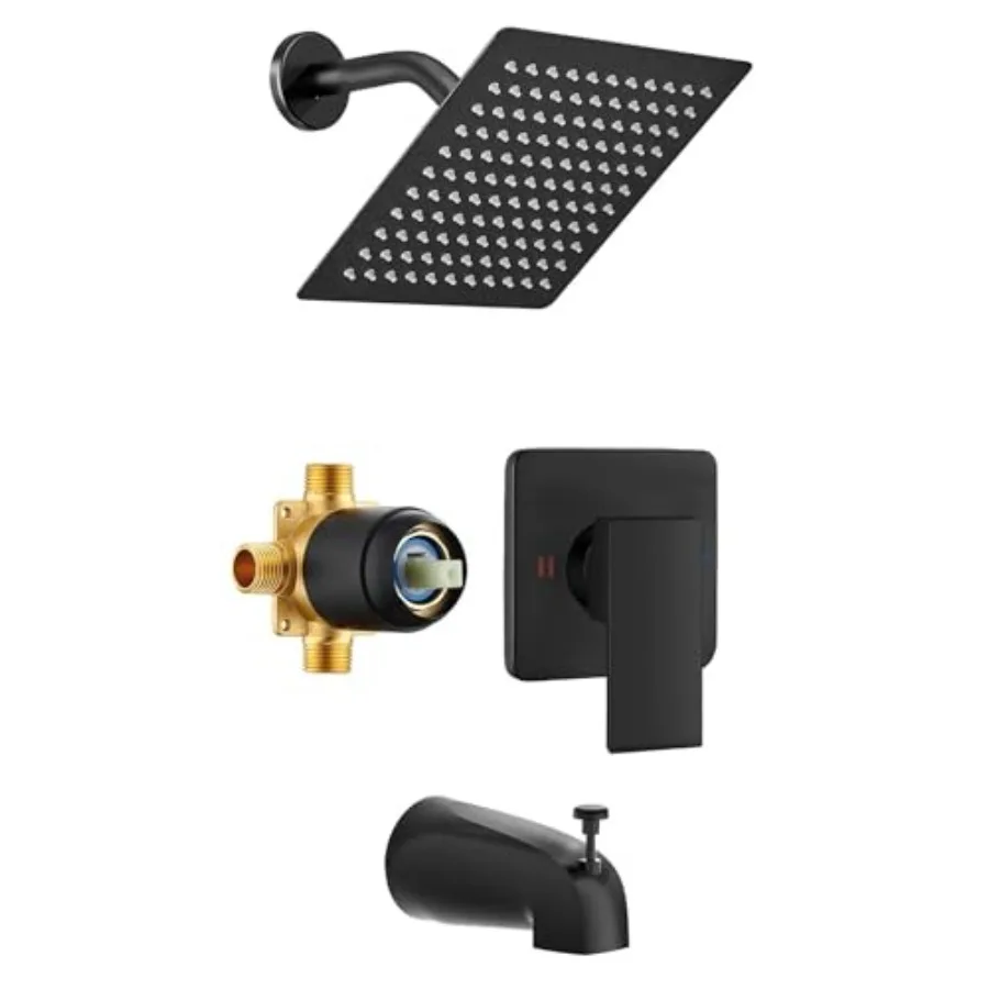 

Комплект для душа с изливом для ванны, 8-дюймовая квадратная настенная душевая лейка с эффектом тропического дождя, с корпусом смесителя для скрытого монтажа, отделка для душевой ванной комнаты