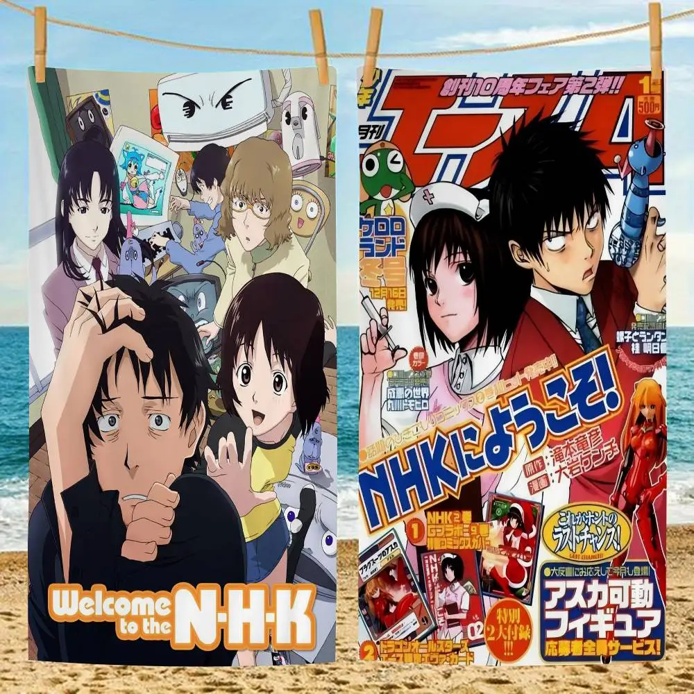 Anime Welcome to the NHK! Microfiber Blanket Quick Drying Beach Towels Oversized Printing Super Absorbent Pool Towel Blanket