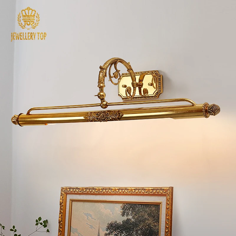 Jewellerytop European French Hotel Room Picture Wall Lamp Bulb Solid Brass Gold Mirror Picture Wall Led Light Lights For Home