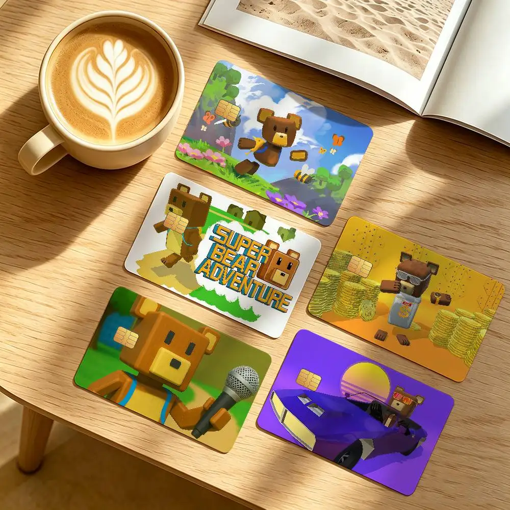 Game S-Super Bear A-Adventure Credit Card Public Transportation Cards Protective Sticker Waterproof Card Face Decoration 4PCS