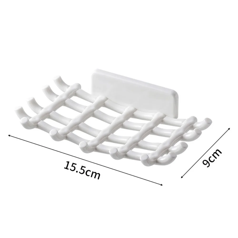 Rattan Shape No Water Accumulation No Punching Wall-mounted Soap Rack Hollow Drain Soap Dish Grid Soap Dish Storage Rack