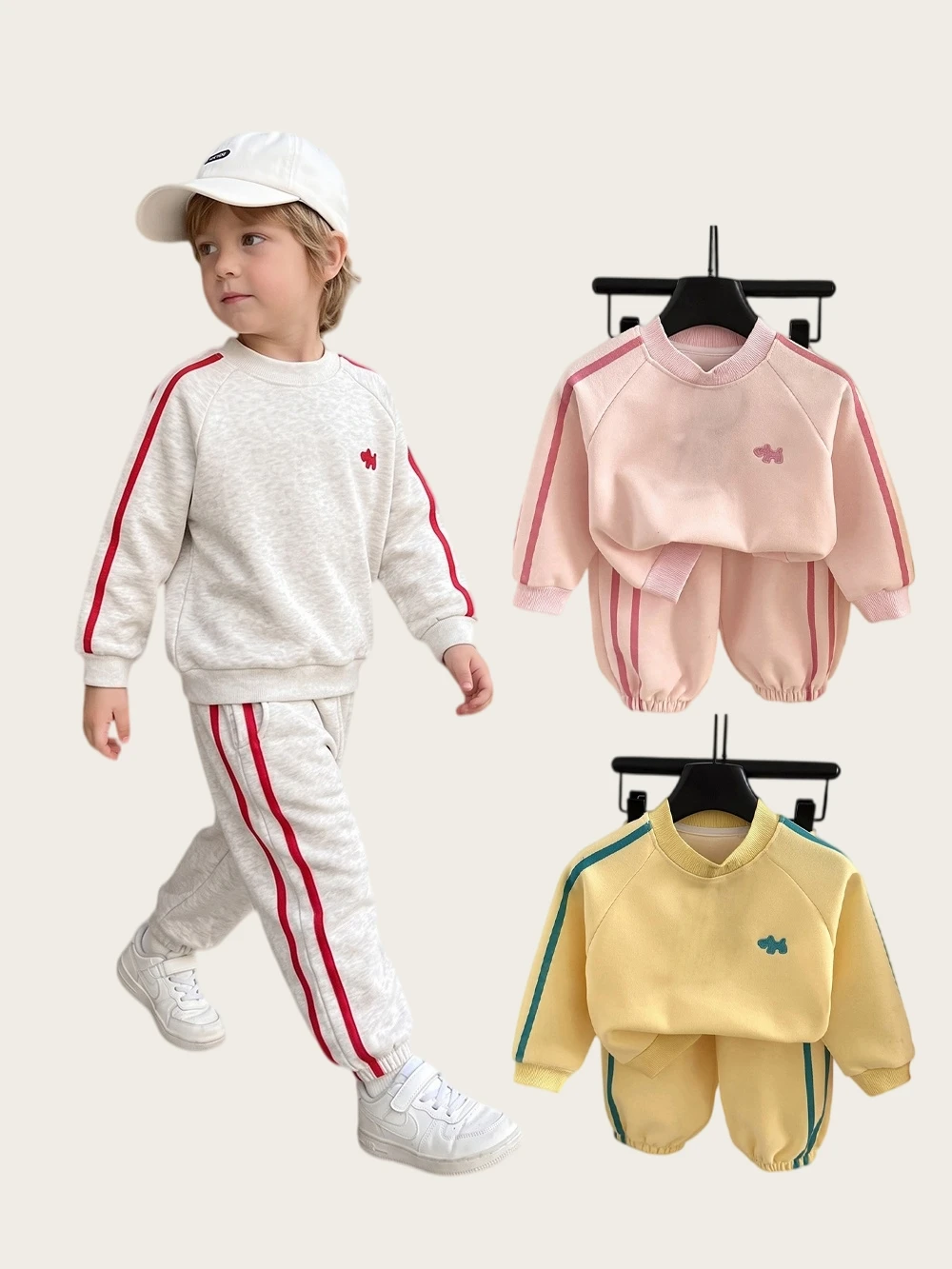 MILANCEL Kids' Sets and Outfits 1-6T Children Clothes Girl Simple Color Blocking Boys Hoodie+Sweatpants Girls' Autumn Clothes
