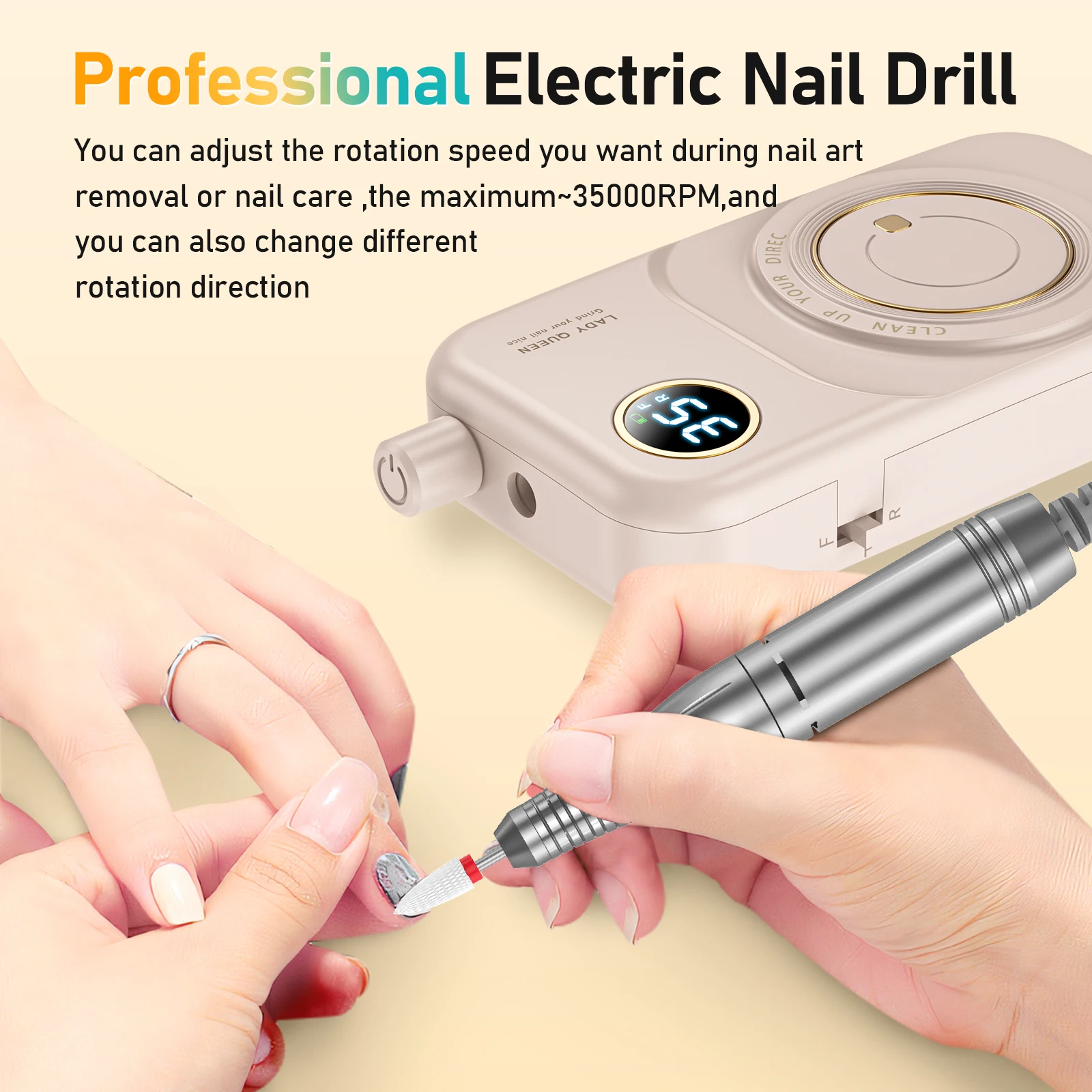 35000RPM Electric Nail Drill Machine Professional Nail Drills for Gel Nails Polish Rechargeable Portable Nail File Manicure Tool