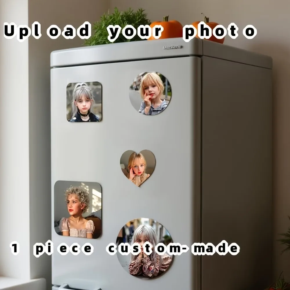 Photo Fridge Magnet - Custom Photo Frame with Heart/Circle/Rectangle Cutouts, Upload Your Own Pictures, Multi-Picture Display