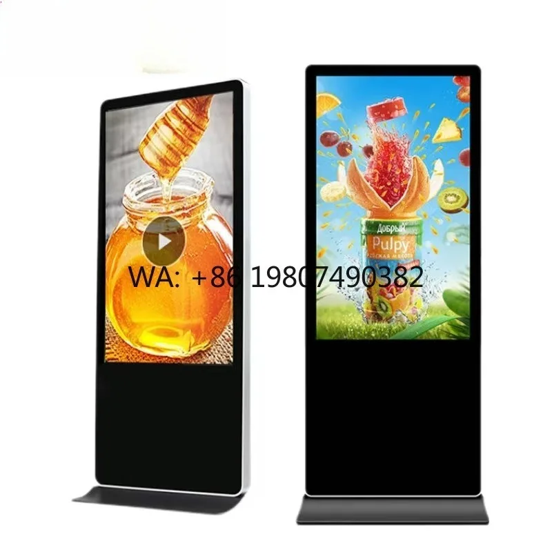 43-55 Inch Ultra Thin IPS Touch Screen Floor Stand Kiosk NFC CMS Control Indoor Vertical LCD Commercial Advertising Display