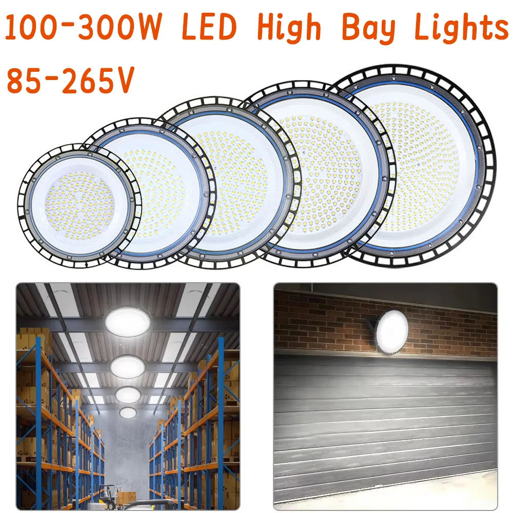 UFO LED High Bay Lights 300W 200W High Bay Led Shop Lamp AC85-265V 6000K LED Warehouse Light For Garage Gym Factory Warehou