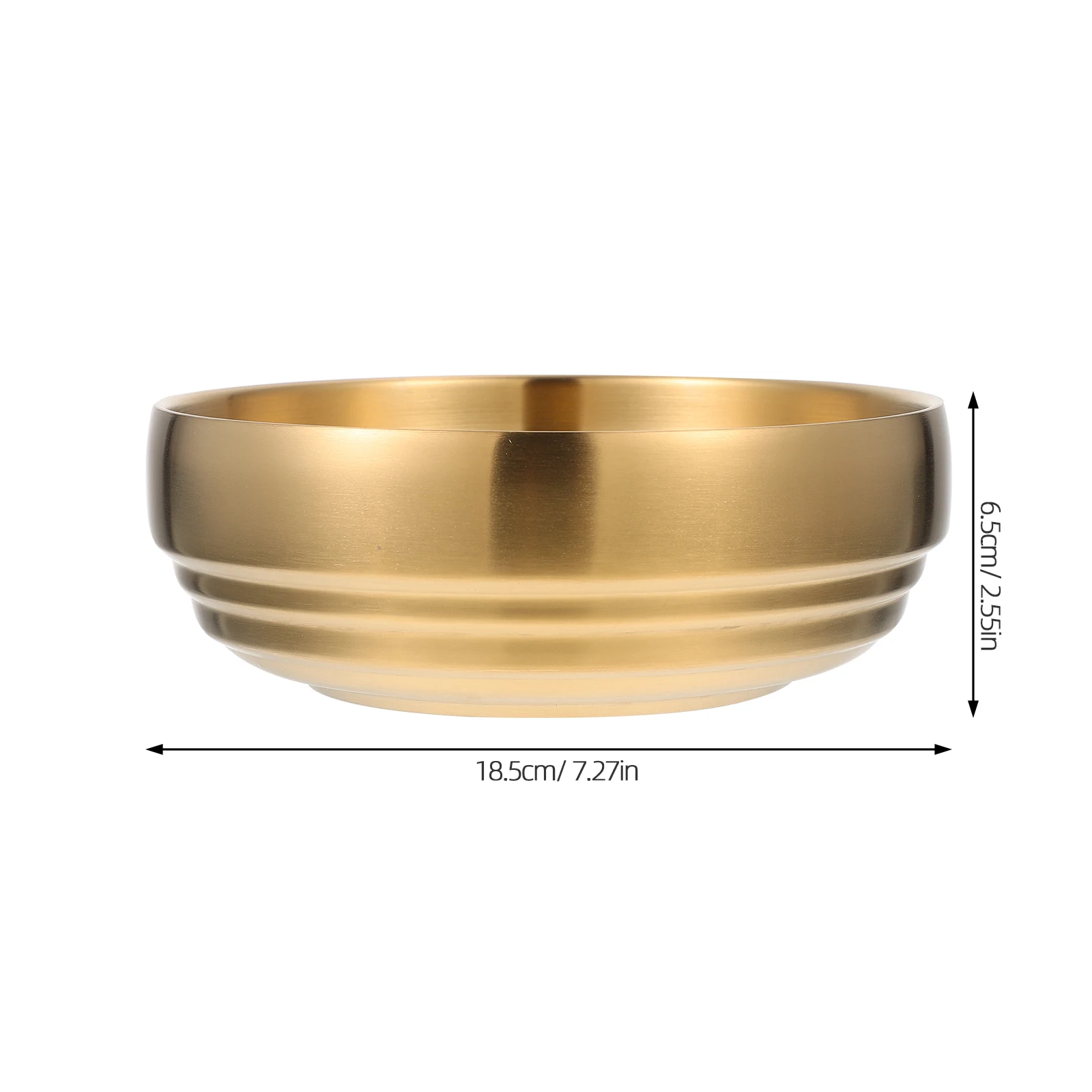 

1pc Double Layer Cold Noodle Bowl Large Stainless Steel Insulated Soup Kitchenware Golden Ramen Pasta Salad Fruit Smooth Surface