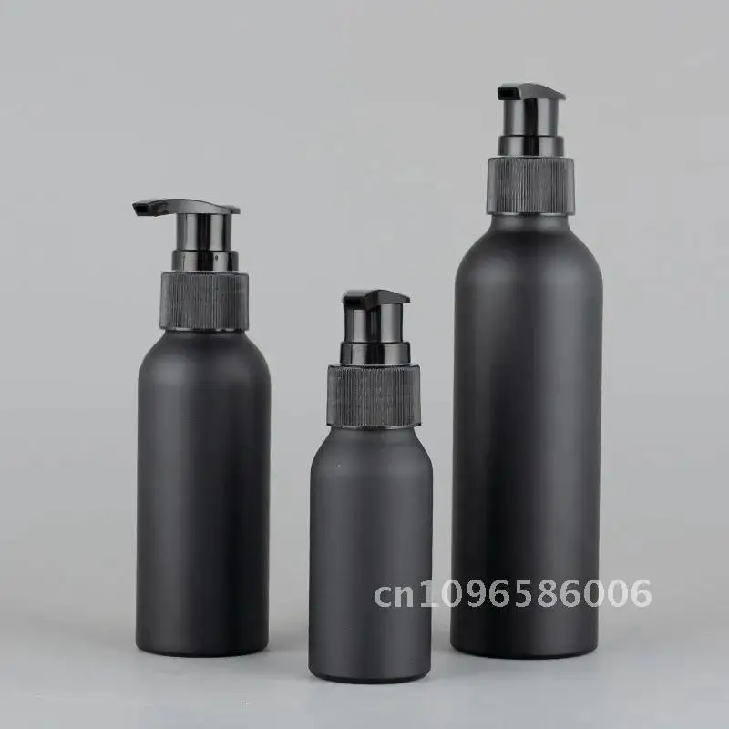 40ML 50ML 100ML 120ML 150ML X 20 สบู่สีดําขวดอลูมิเนียมคอนเทนเนอร์เดินทางที่ว่างเปล่า Matte โลชั่นปั๊มขนาดแชมพูเหลว