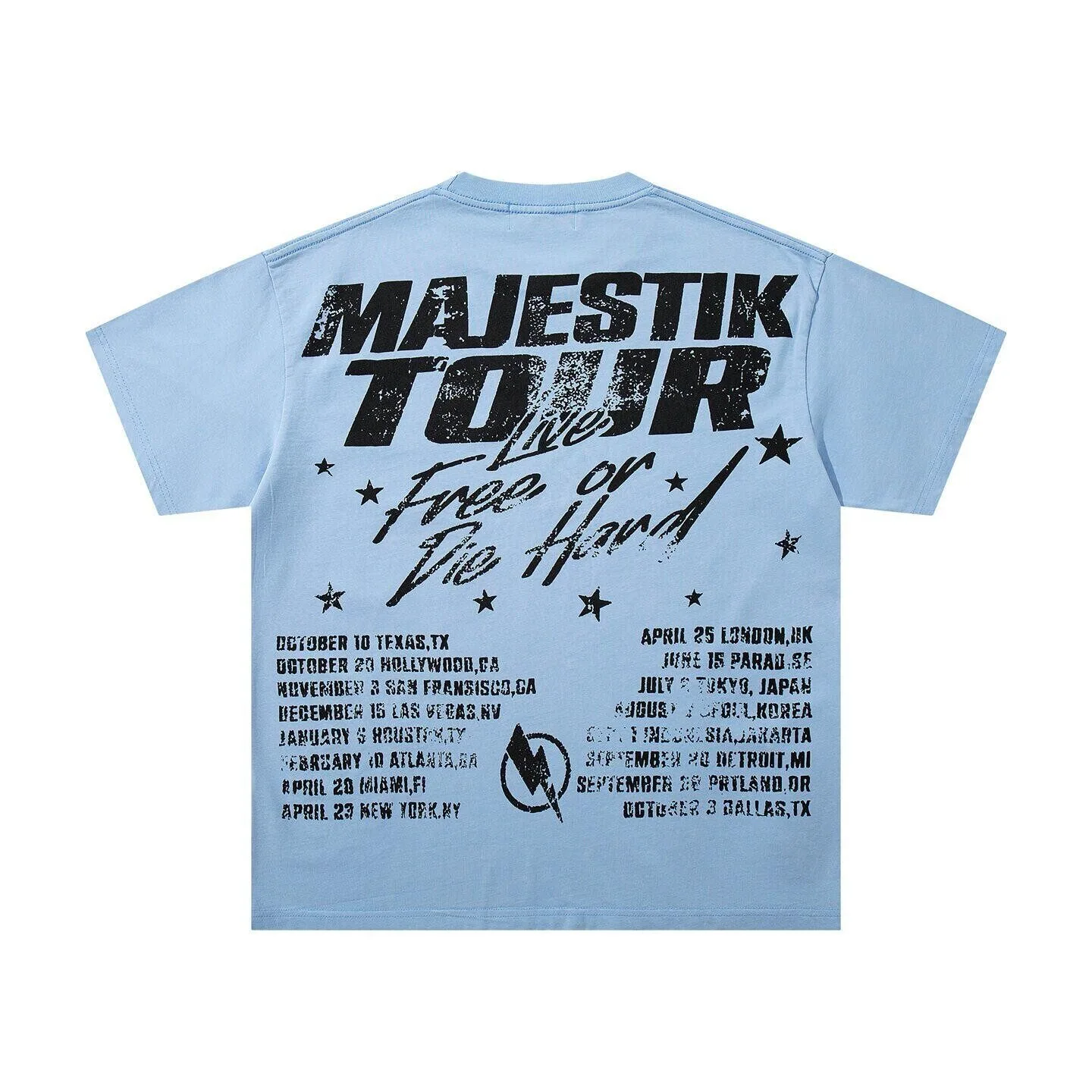 Majestic Retro Racing Theme Printed Short-Sleeved T-Shirt - Loose Fit, Weathered with Glitter Stickers - Suitable Summer