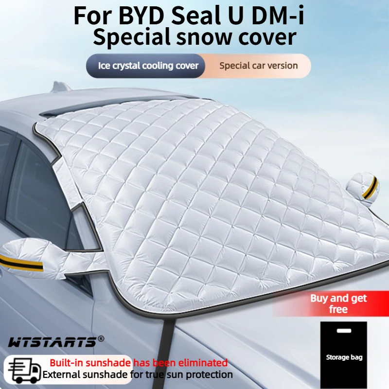 For BYD Seal U DM-i 2020-2025 Winter Car Thickened Front Windshield Snow Cover, Ice Removal Helper, Exterior Accessories