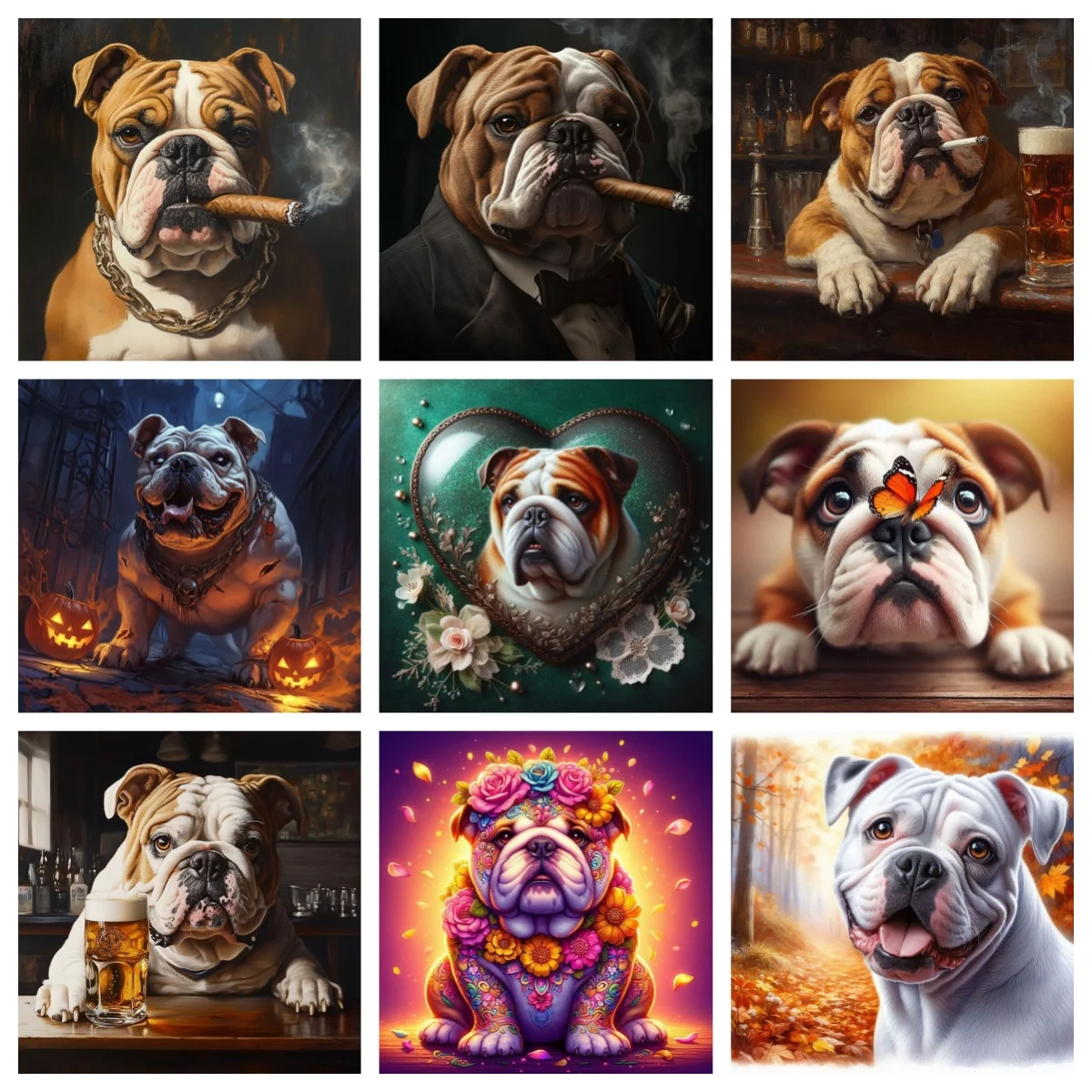 

Cute English Bulldog DIY Diamond Painting Kit Beautiful Pet Dog Mosaic Oil Painting Home Wall Decor Gem Embroidery Kids Gift