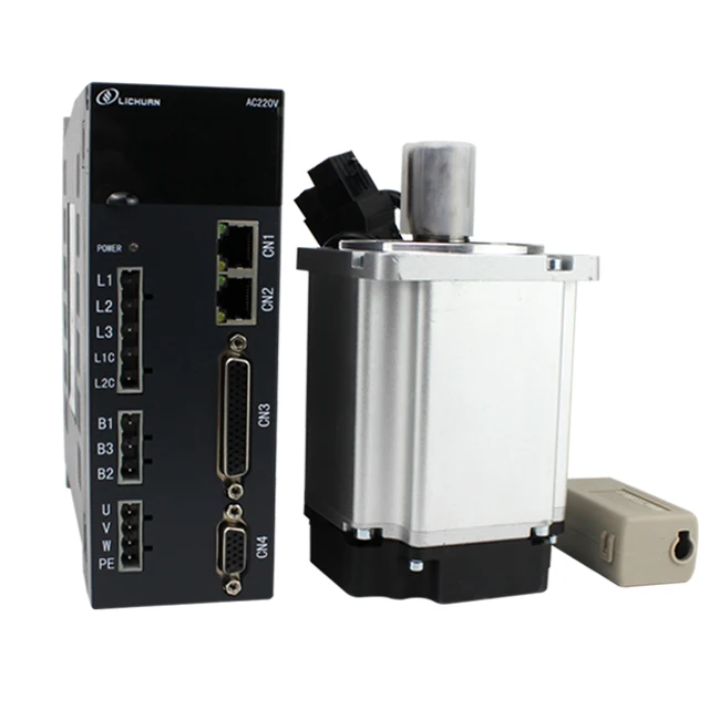 มอเตอร์เซอร์โว Lichuan AC 220V 1.5KW 3000rpm 4.0nm พร้อมตัวควบคุม A6 Canopen RS485 พร้อมสายเคเบิล 3 เมตร