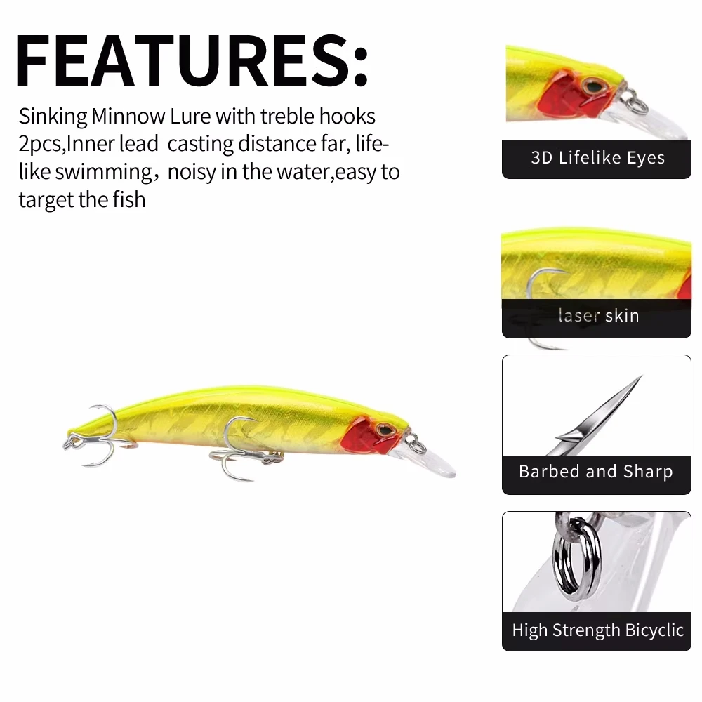 Hot Sale Fishing Lures Assortment with Low-priced & Multi-Sized Fishing Lures Set with Minnow for Satisfying Your Fishing Needs