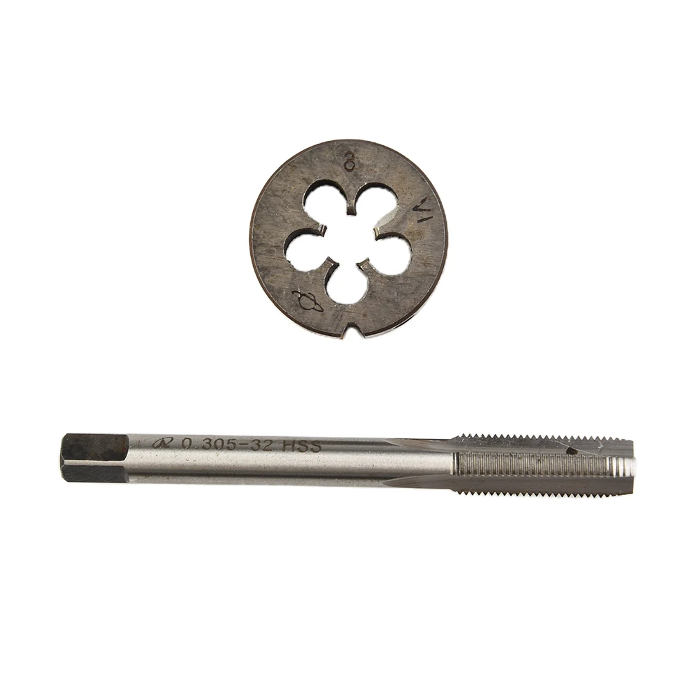 8V1-32 Tap And Die Set Right Hand Straight Groove For Tire Valve Thread Repair HSS 3 For Flute Metalworking Tool
