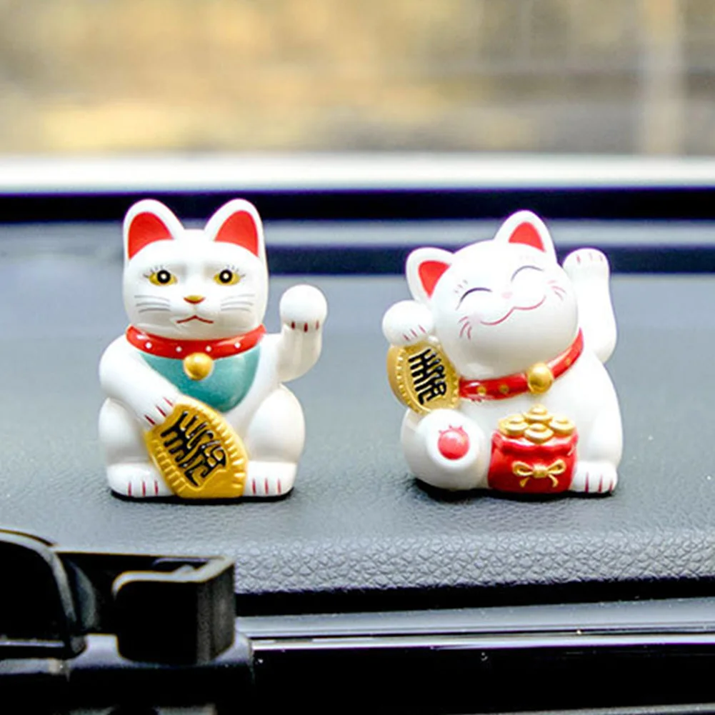 Solar Powered Lucky Cat Car Ornament Cartoon Wealth & Prosperity Cat Doll Auto Dashboard Decoration Cute Waving Car Accessories