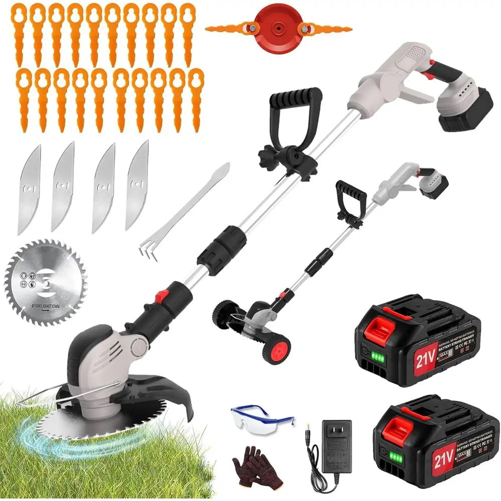 

Беспроводной триммер Weed Wacker Eater с питанием от аккумулятора, триммер для травы 21 В/4000 мАч, кусторез с батарейным питанием, светильник 3 в 1